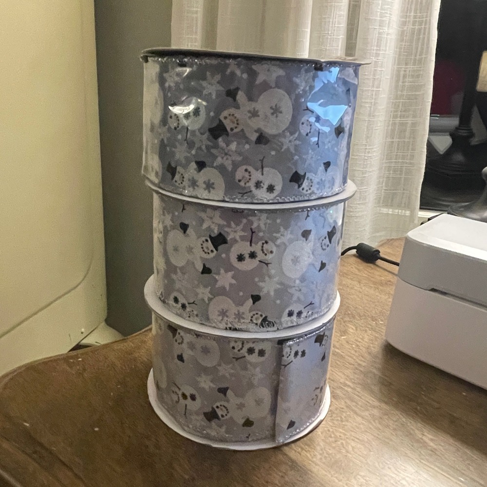 3 Northlight Snowman Ribbon 2.5" x 10‎ Yards 30' Wired Edge Christmas Decoration